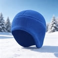 thumbnail image 4 of Fuzz Ear Flap Beanie Hat for Men Thermal Windproof Winter Skull Cap with Ear Covers Blue Free Size, 4 of 5