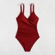 thumbnail image 3 of Trajes de Baño de Corte Alto para las Mujeres de Verano Color Sólido Traje de Baño de Correa sin Espalda, Nylon Spandex con Cojín de Pecho sin Cables, 3 of 6