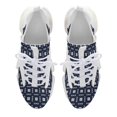 thumbnail image 5 of Navy Blue White Square Lattice Triangle Geometric Walking Shoes for Men Woman Lightweight Tennis Fashion Elastic Sports Shoes Cushion Basketball Shoes, 5 of 7