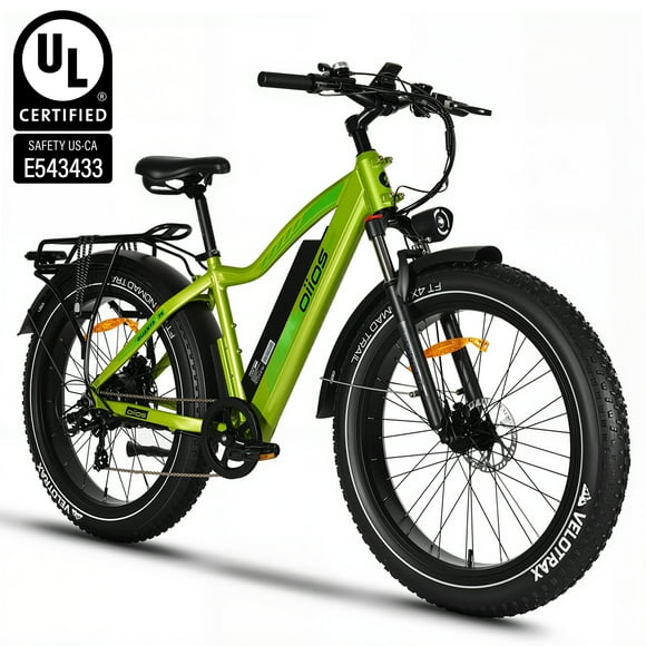 Oiios Quanta Electric Bike Fat Tire Ebike for Adults - 750W 45km/h - UL Certified 48V 15.6Ah Long Range - Green - Hydraulic Brakes