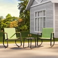 thumbnail image 6 of Noelse 3 Piece Outdoor Textilene Rocking Bistro Set, Patio Furniture Set with Heat-Resistant Armrests and Coffee Table for Porch, Balcony, Green, 6 of 9