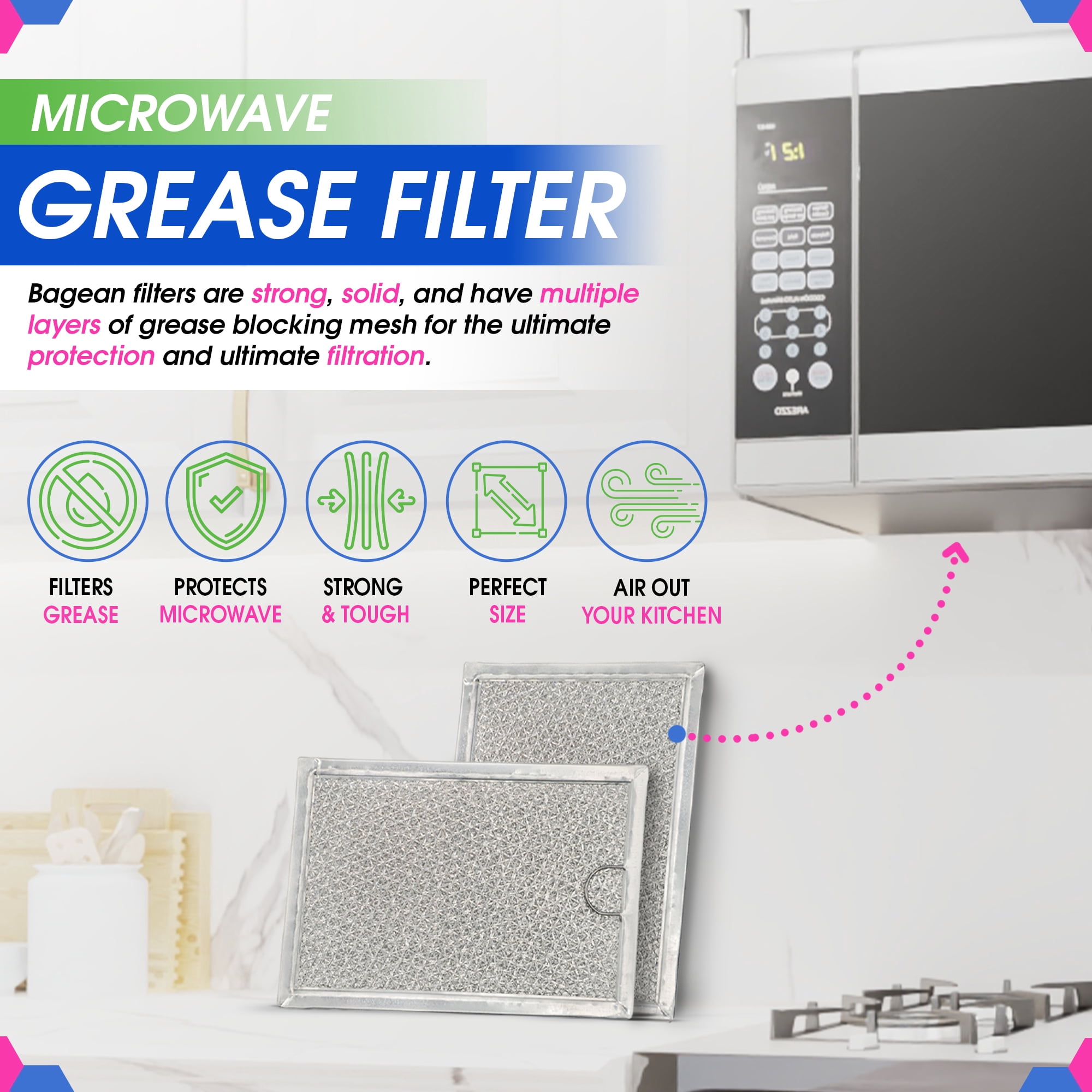 2-Pack GE Microwave Grease Filter Replacement – Fits WB06X10359, WB06X10309 Models – NEW 10 thumbnail image