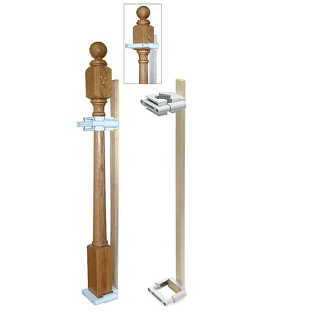 Safety Innovations No Hole Stairway Baby Gate Mounting Kit - Fits Posts from 2 3/4 inches to 3 5/8 inches Wide with Square or Round Tops - No Adhesives On Or Screws in Your Posts (1-Pack)