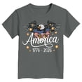 thumbnail image 5 of mgoYE Girls Boy's 250 Years America Anniversary 250th Independence Day Vintage O-Neck T-Shirt 250th Anniversary USA Shirt Kids(Grey,13-14Years), 5 of 5