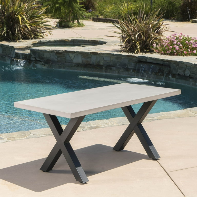 Shiloh Outdoor 7 Piece Dining Set with Concrete Rectangular Table