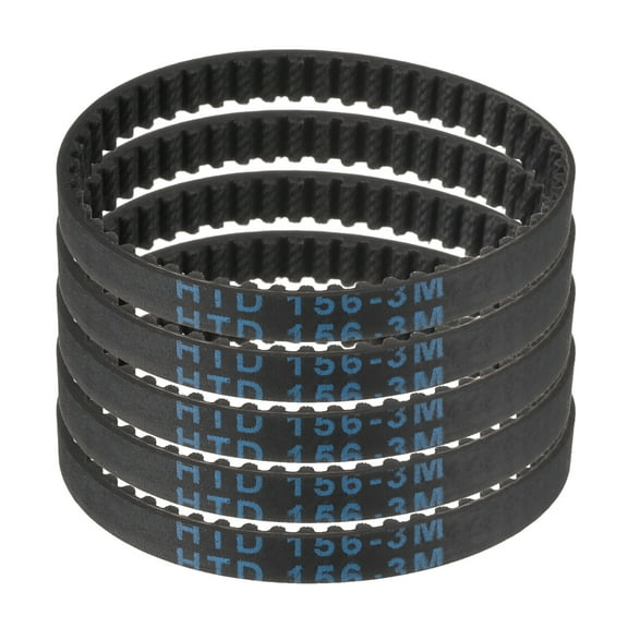 5 Packs HTD-3M Rubber Timing Belt 52 Teeth, 156mm Pitch Length x 6mm Width x 2.4mm Height, Pulley Timing Belt