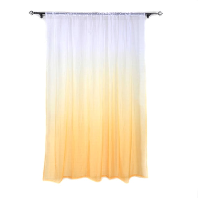 Cortina de ventana con bolsillo para barra transparente degradada, cortina para dormitorio y balcón (degradado naranja)