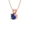 thumbnail image 2 of Clara Pucci 14K Rose Solid Hypoallergenic Gold 0.5Ct Tanzanite Round Brilliant Cut Solitaire Designer Necklace Pendant For December, 2 of 6