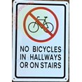 thumbnail image 2 of NO Bicycles in HALLWAYS OR ON STAIERS Sign (White, Aluminum, Rust Free, Size 7x10) (ref-2201), 2 of 4