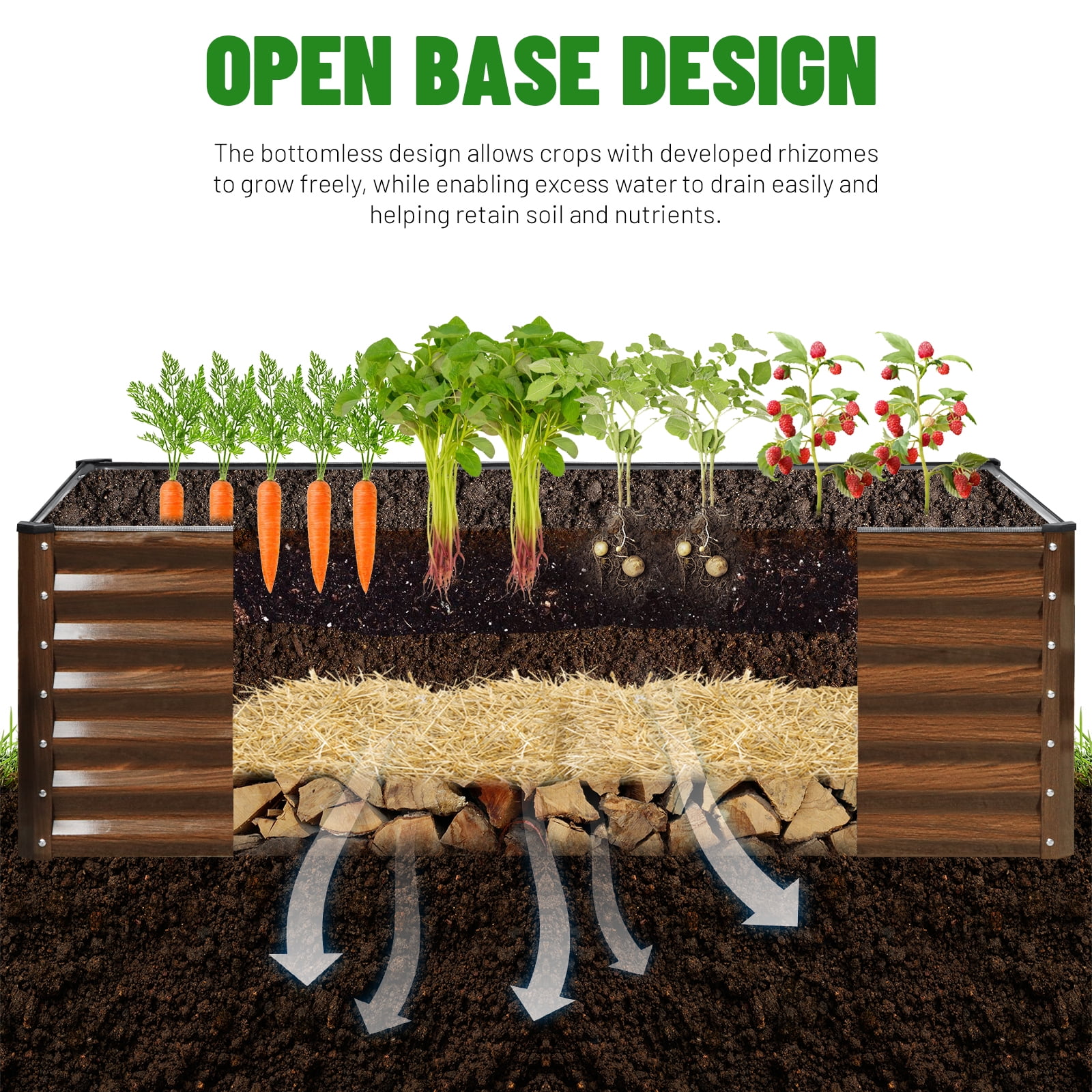 SnugNiture 6x3x2 ft Metal Raised Garden Bed Outdoor, Deep Root Galvanized Planter Box for Vegetables, Flowers
