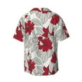 thumbnail image 4 of Goofa Leaves And Anemone Flowers In Red Grey Printed Men's Casual Short-sleeved Shirt,Lightweight Breathable Button-down,Summer Casual men's top,Versatile Fashion shirt-Medium, 4 of 7