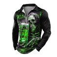 thumbnail image 4 of Halloween Top for Men Shirts with Graphic Skeleton Tee Long Sleeve 3D Designer Casual Outdoor Daily Sports Fall Lapel Collar Zipper Shirt for Everyday wear Green M, 4 of 4