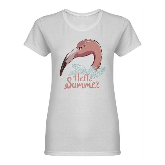 Cute Flamingo Hello Summer Shaped Tee Women's -Image by Shutterstock