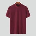 thumbnail image 3 of INCERUN Men's Short Sleeve Turtle Neck Solid Color Shirts Summer Bottoming Tee Tops, 3 of 10