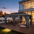 thumbnail image 2 of Sunmthink 12' x 20' Hardtop Gazebo with Mosquite Netting, Double Metal Roof for Lawn and Garden, Gray, 2 of 9