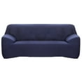 thumbnail image 3 of Stretch Elastic, Anti-Wrinkle, Pure Color Slipcover For 1-4 Seater Sofas For Moving Living Room Furniture (3 Seater, Blue), 3 of 6