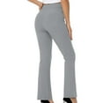 thumbnail image 4 of RYRJJ Women Flare Dress Pants High Waist Stretchy Straight Leg Bootcut Pants Trousers Pull On Work Slacks for Office Business Casual(Gray,XL), 4 of 8