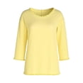 thumbnail image 5 of Zedker Long Sleeve Blouse for Women Crew Neck Loose Fit Summer Casual Tops/T-shirt With Fringes Top Yellow S, 5 of 6