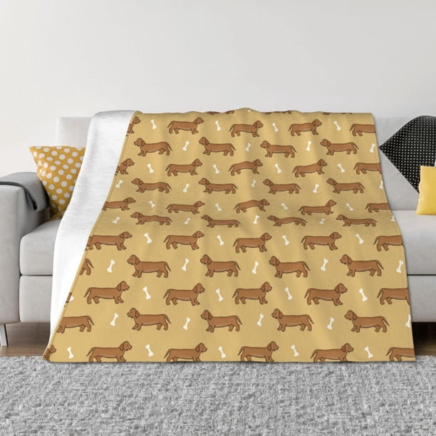 Fotbe Dachshund Dog Puppy Manta de Franela con Estampado, Manta Ultrasuave para Cama, Sofá, Auto, Hipoalergénica y Antibolitas-50"x40"