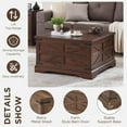 thumbnail image 4 of IFMUST Farmhouse Square Lift Top Coffee Table with Storage, Wood Center Table for Living Room, Brown, 4 of 6