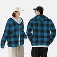 thumbnail image 4 of Fotbe Blue Black Plaid Chaqueta con Protección Solar UPF 50+ para Hombre y Mujer, Camisa con Capucha y Bolsillos-X-Large, 4 of 7