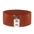 thumbnail image 1 of Wide elastic belt Metal buckle Waistband BROWN, 1 of 5