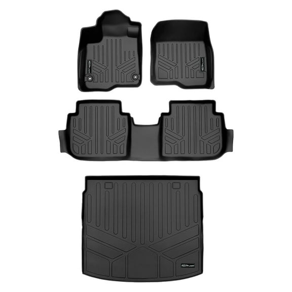 SMARTLINER All Weather Custom Fit Black 2 Row Floor Mats and Cargo Liner Set Compatible With 2023 Honda CR-V & CR-V Hybrid (Only Fits in Upper Deck Position in Non-Hybrid Models)