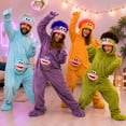 thumbnail image 3 of Funny Big Mouth Monster Onesie Silly Monster Onesie with Comb Plush Pajamas Home Loungewear (No Shoes Included), 3 of 13