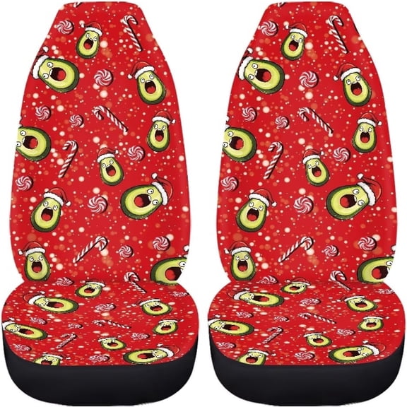 Verolix 2PCS Universal Front Car Seat Covers, Christmas Avocado Print Automotive Seat Protectors, Breathable Mesh Fabric Seat Covers for Cars, SUVs, Sedans, Vans and Trucks