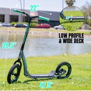 Large Kick Scooter for Adults & Teens – 12 Spoked Air Tires, 300lbs, Tall Bars, Wide Deck, Kickstand – Madd Gear Metro Urban Glide 300