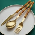 thumbnail image 4 of Riguas Food Cutlery Mirror Process Imitation Bamboo Tableware Stainless Steel Hotel Western Cuisine Cutlery Spoon for Dining Room, 4 of 8