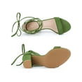 thumbnail image 4 of BLISSFUL STEP Women's Sandals Solid Summer Block Heels Lace up Sandals Olive Green 6.5, 4 of 7