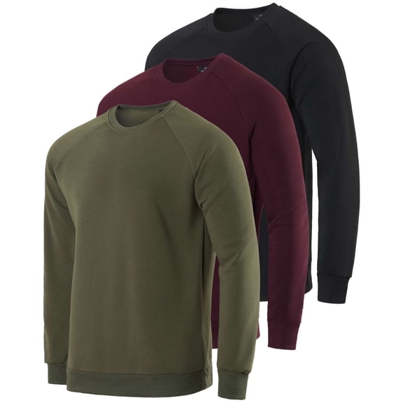 3 Pack: Men's Soft Plush Fleece Crewneck Sweatshirt - Athletic Pullover Sweater (Available In Big & Tall)
