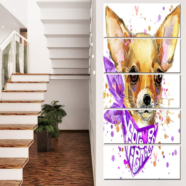 Cute Puppy Dog with Neck Shawl - Contemporary Animal Art Canvas