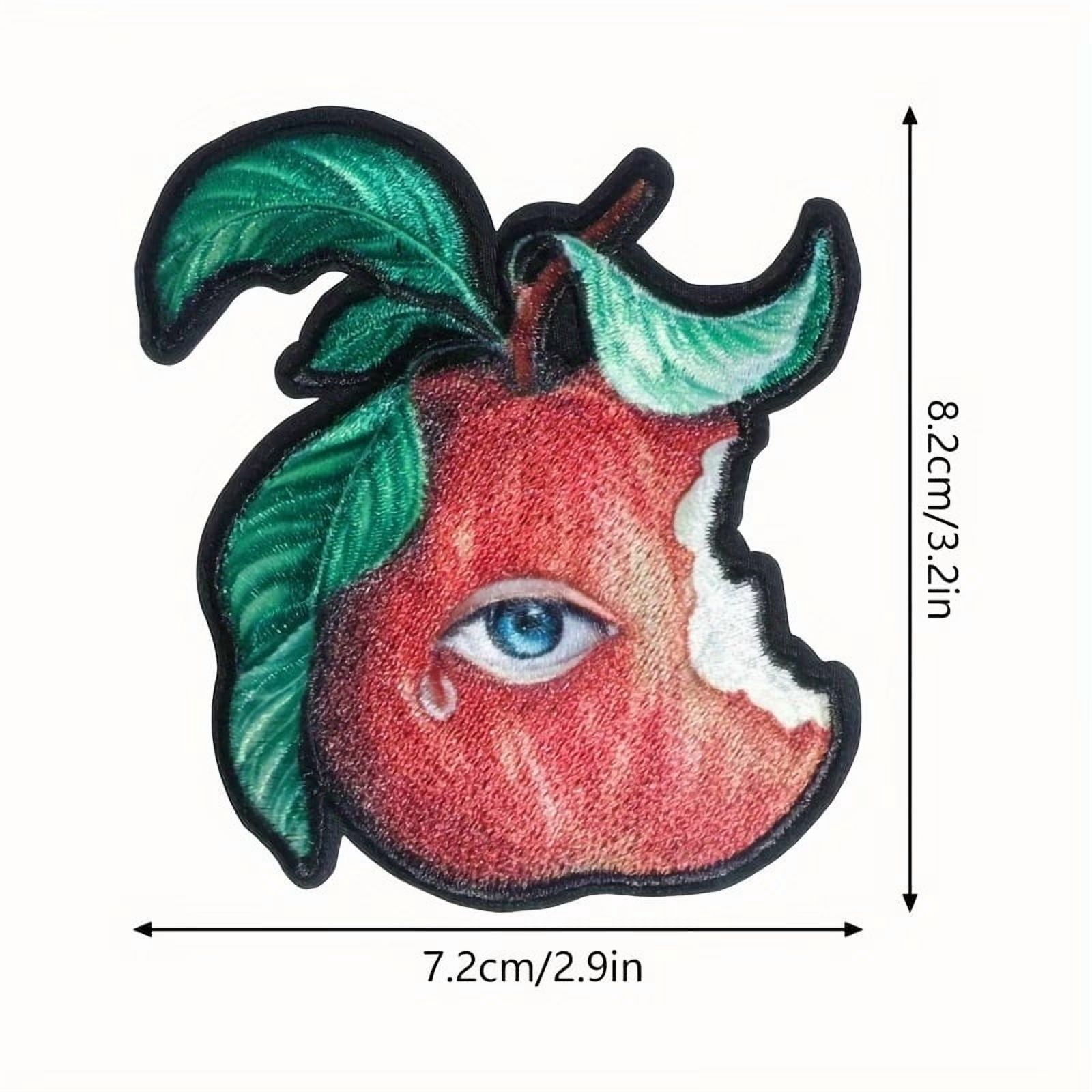 Funny Red Apple Embroidered Patches - DIY Sew On or Iron On Self-Adhesive Appliques for Clothing, Jackets, Backpacks, Caps, and Jeans Repair