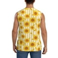thumbnail image 4 of Fotbe Men's Yellow White Striped Sunflower Print Men's Sleeveless Muscle Tank Tops Casual T-Shirts for Gym Workout Beach-Small, 4 of 8