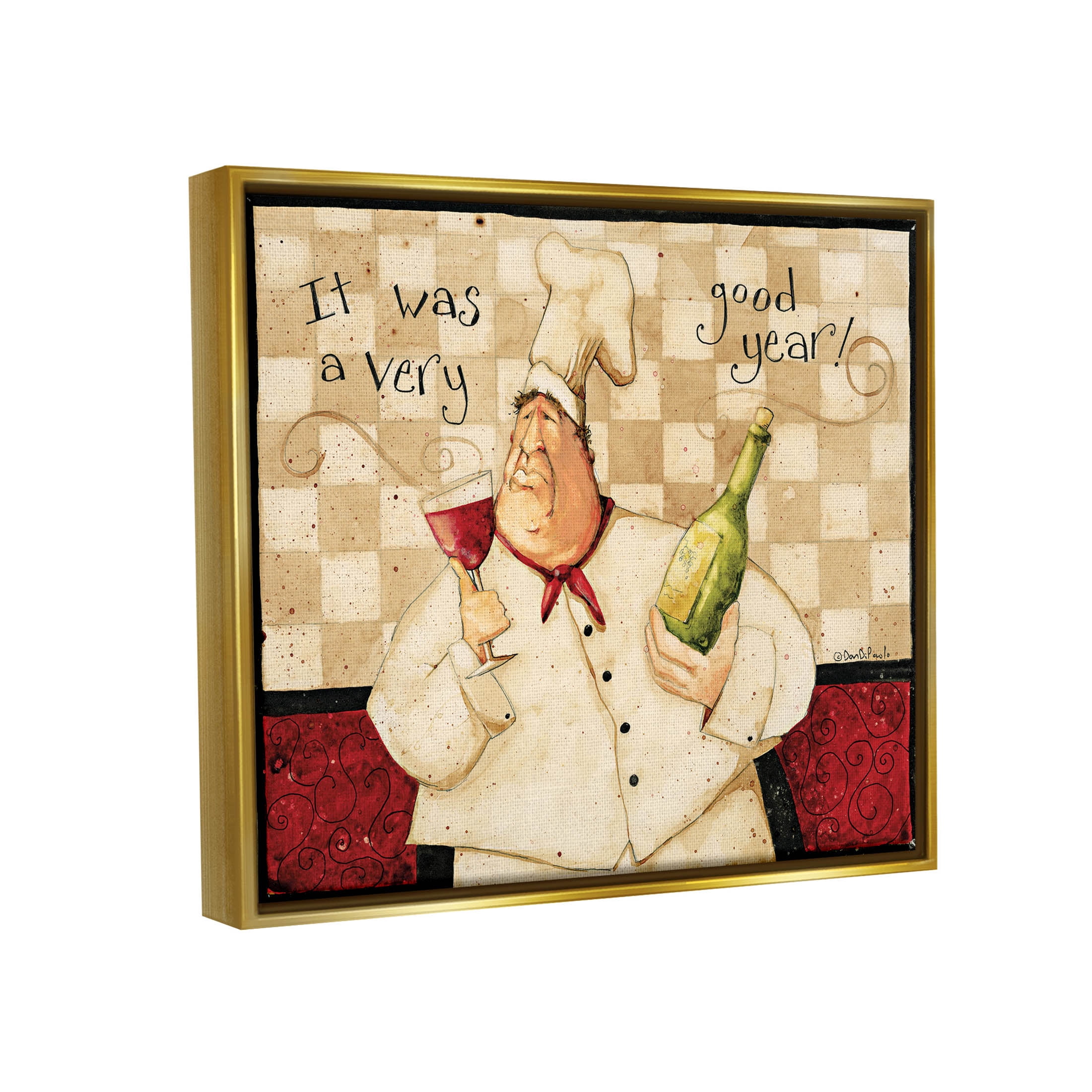 A Very Good Year Chef Wine Phrase Food & Beverage Graphic Art Metallic Gold Framed Art Print Wall Art
