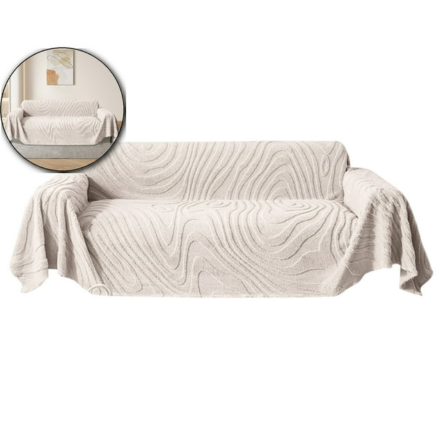 Dvruxg Soft Plush Geometric Quilted Couch Sofa Cover Boho Couch Cover Solid Color Washable Sofa Slipcover Furniture Protector for Dogs Cats(White)