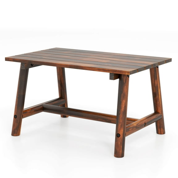 Costway Outdoor Coffee Table with Slatted Tabletop Rectangle Side Table for Garden