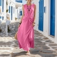 thumbnail image 4 of Lovzfmll Women's Relaxed Crew Neck Sleeveless Solid Maxi Sundress, Loose Casual Vacation Dress Hot Pink, XL, 4 of 7