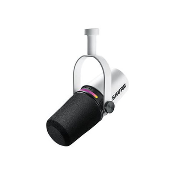 Shure MV7+ - Microphone - 3-pin XLR, USB - white - OBS Certified, MFi Certified