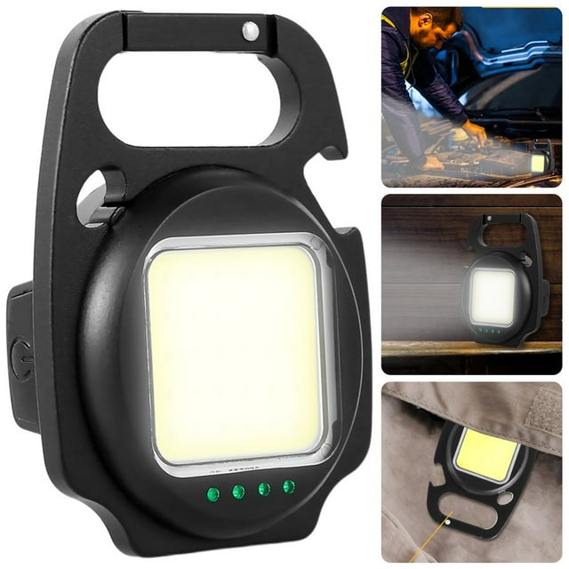 COB Small Flashlights COB Keychain Flashlight 500mAh 500LM Super Bright USB Charging Mini LED Waterproof Pocket Light with 180° Folding Bracket 3 Modes for Outdoor