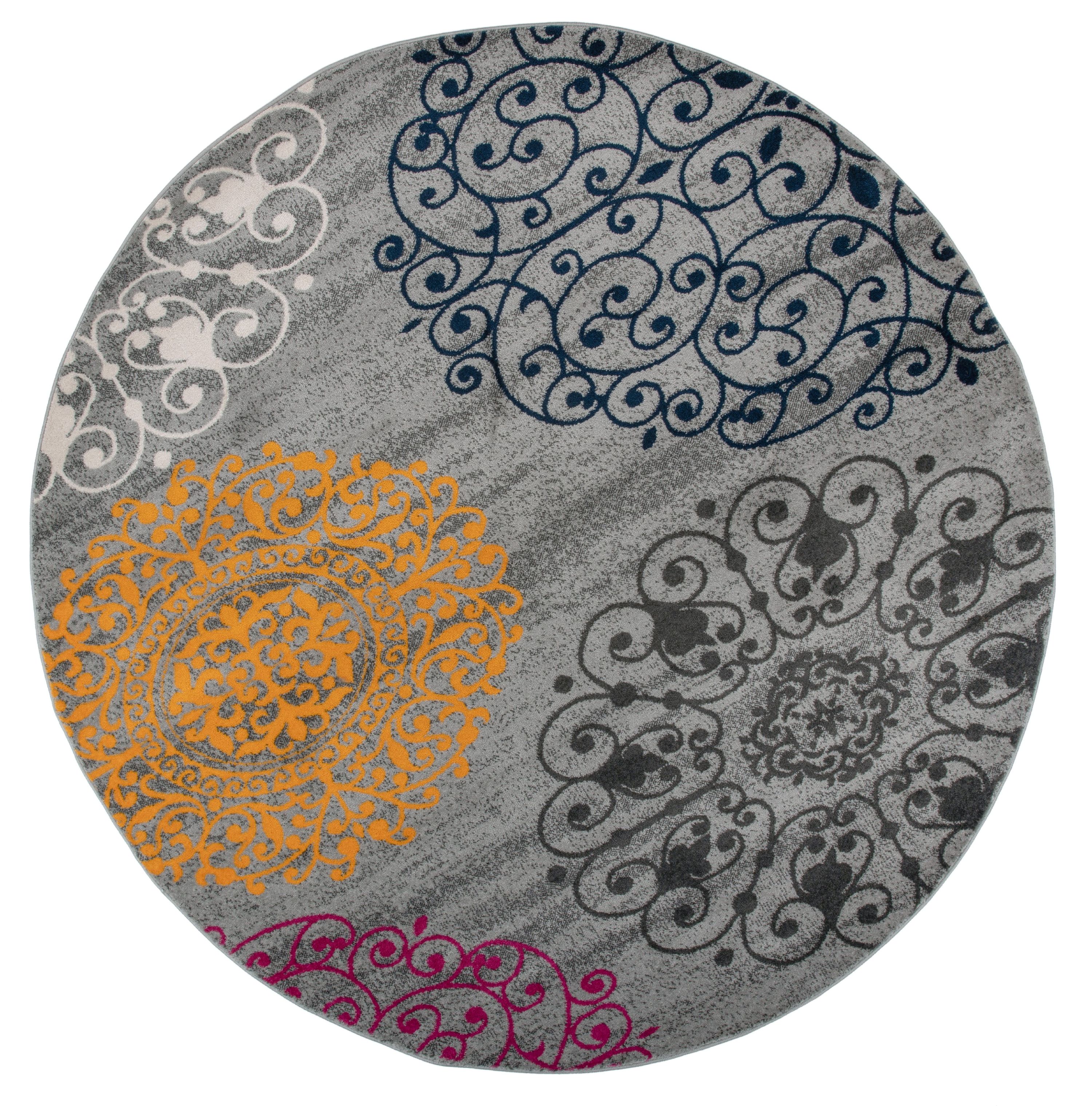 Modern Contemporary Floral Multi 6'6" Round Indoor Area Rug Walmart