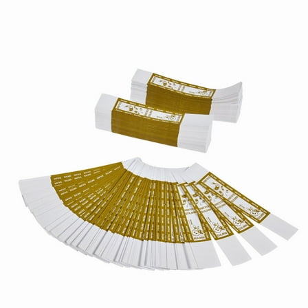 MOOLAH Self-Sealing Currency Bands, Mustard, $10000.00, Pack of 1000 Straps