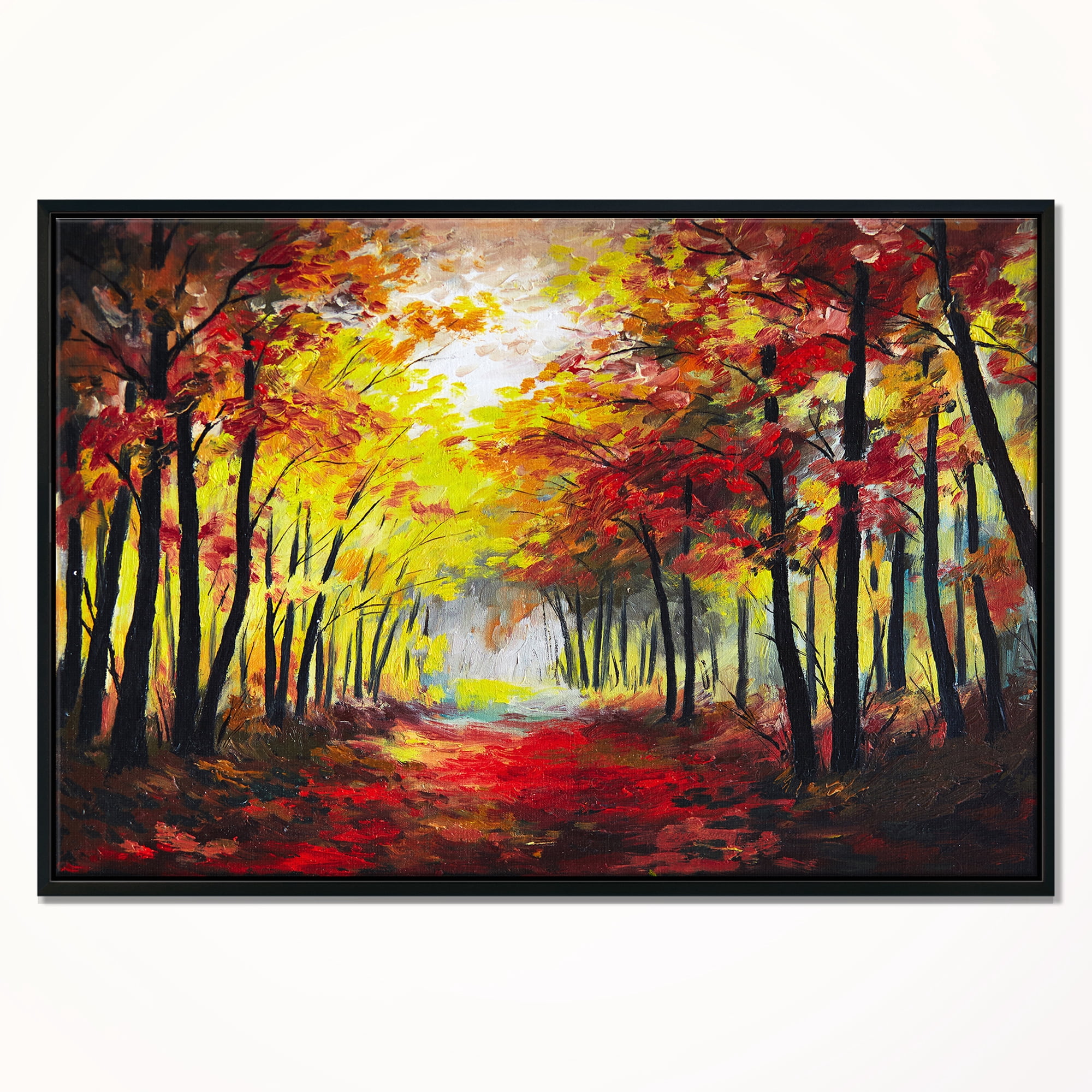 Designart ' Walk Through Autumn Forest ' Landscape Art Print Framed Canvas