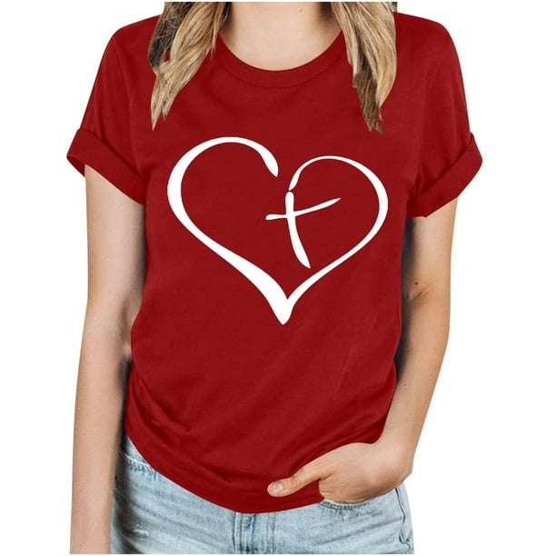 Blusas de Manga Corta para las Mujeres Imprimir Cuello Redondo Camiseta, Blusa Clásica Vintage para la Primavera Y el Verano