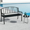 thumbnail image 4 of Gymax 51'' Metal Garden Bench Patio Slatted Bench for 2-3 People & Park-Style Loveseat, 4 of 9