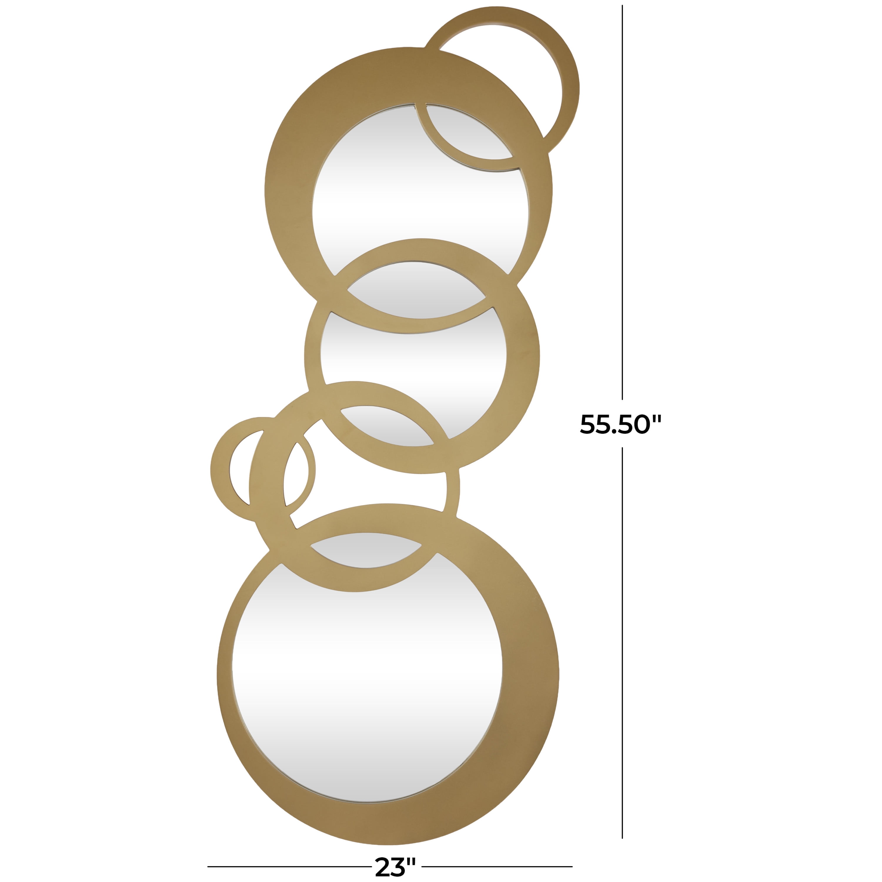 DecMode 56" x 23" Gold Circles Geometric Wall Mirror