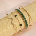 thumbnail image 4 of 4Pcs/Set Fashion Snake Green Gemstone Bangle Rhinestone Full Metal Bracelet For Women Birthday Party Christmas Gift Jewerly, 4 of 5