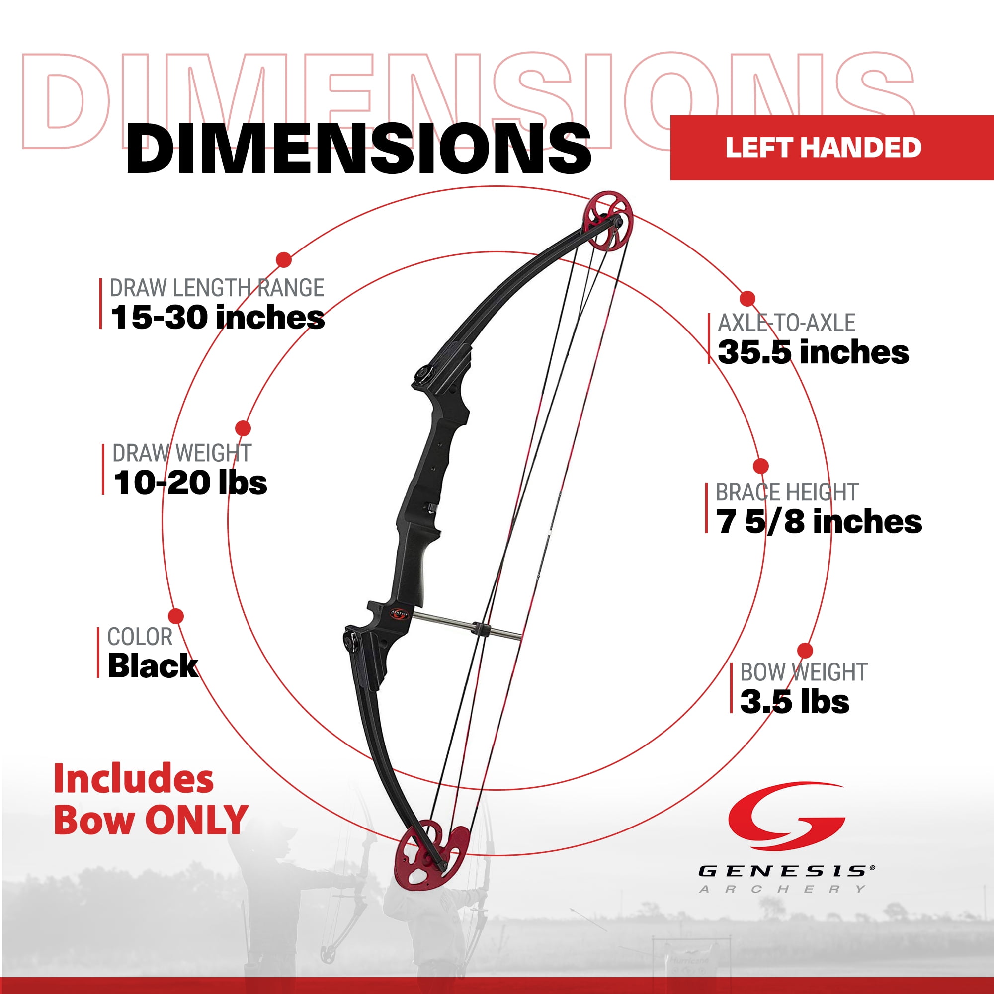 Genesis Archery Compound Bow w/Adjustable Sizing, Left-Handed (3 Pack)